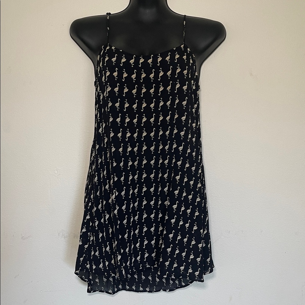Reformation Black and White Flamingo Dress